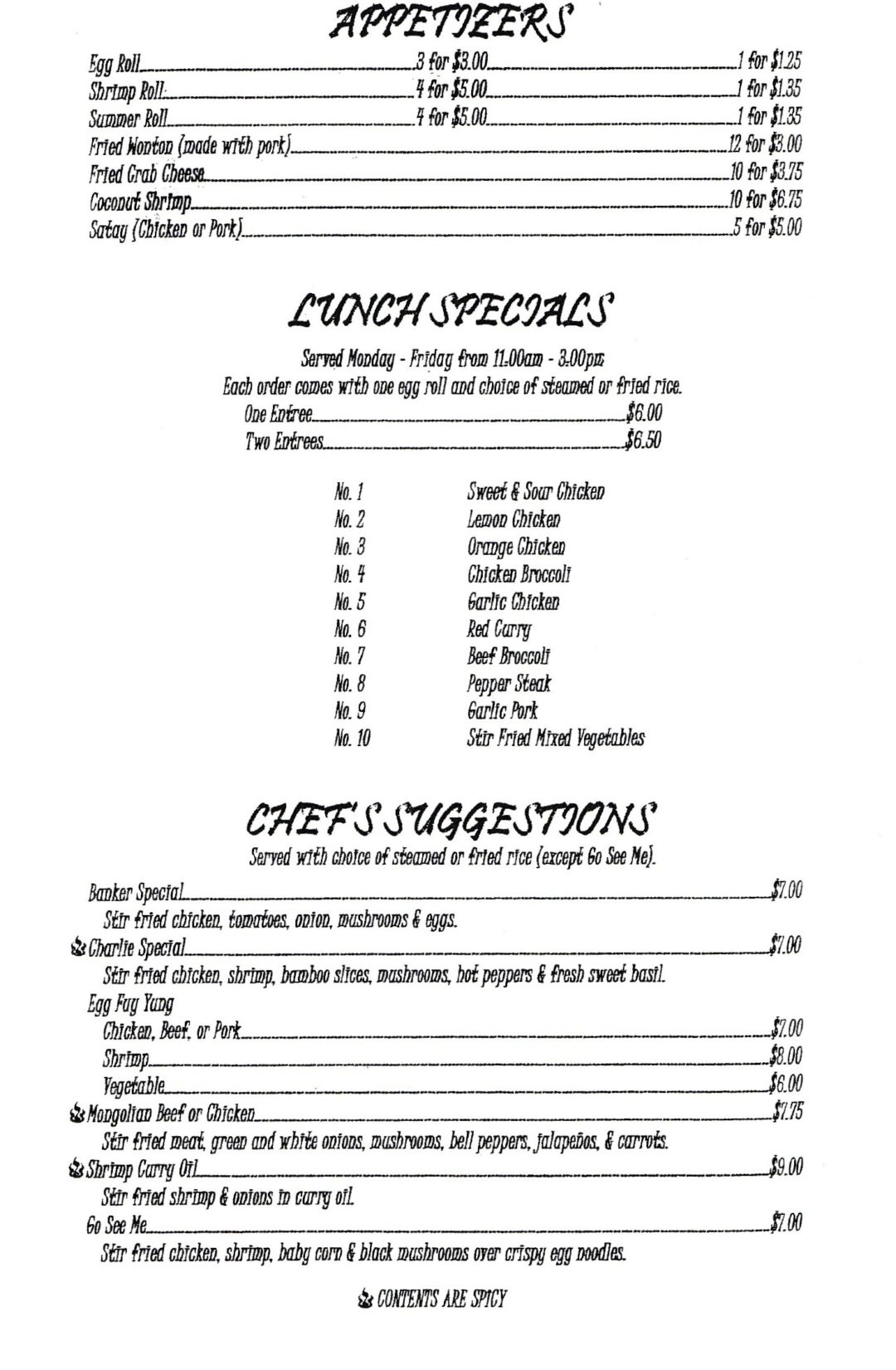 Sabaidee Restaurant Menu Amarillo Menu